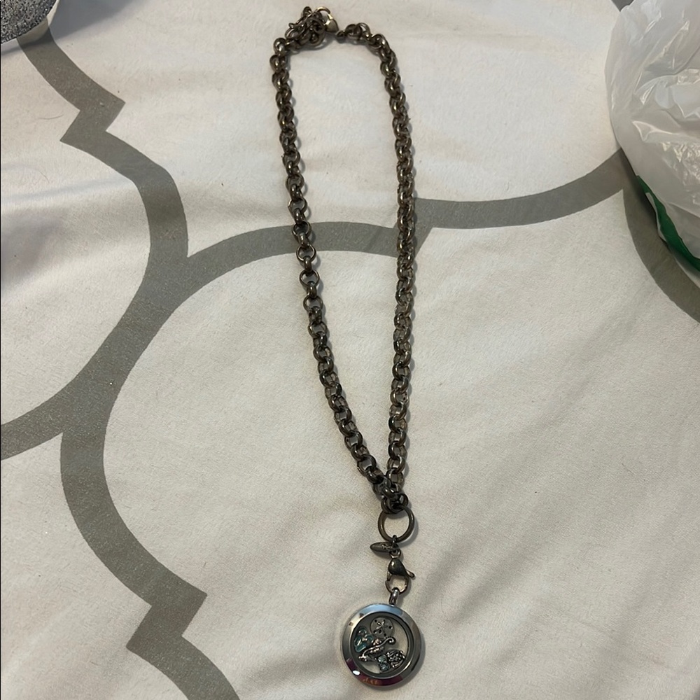 Origami Owl necklace and charms